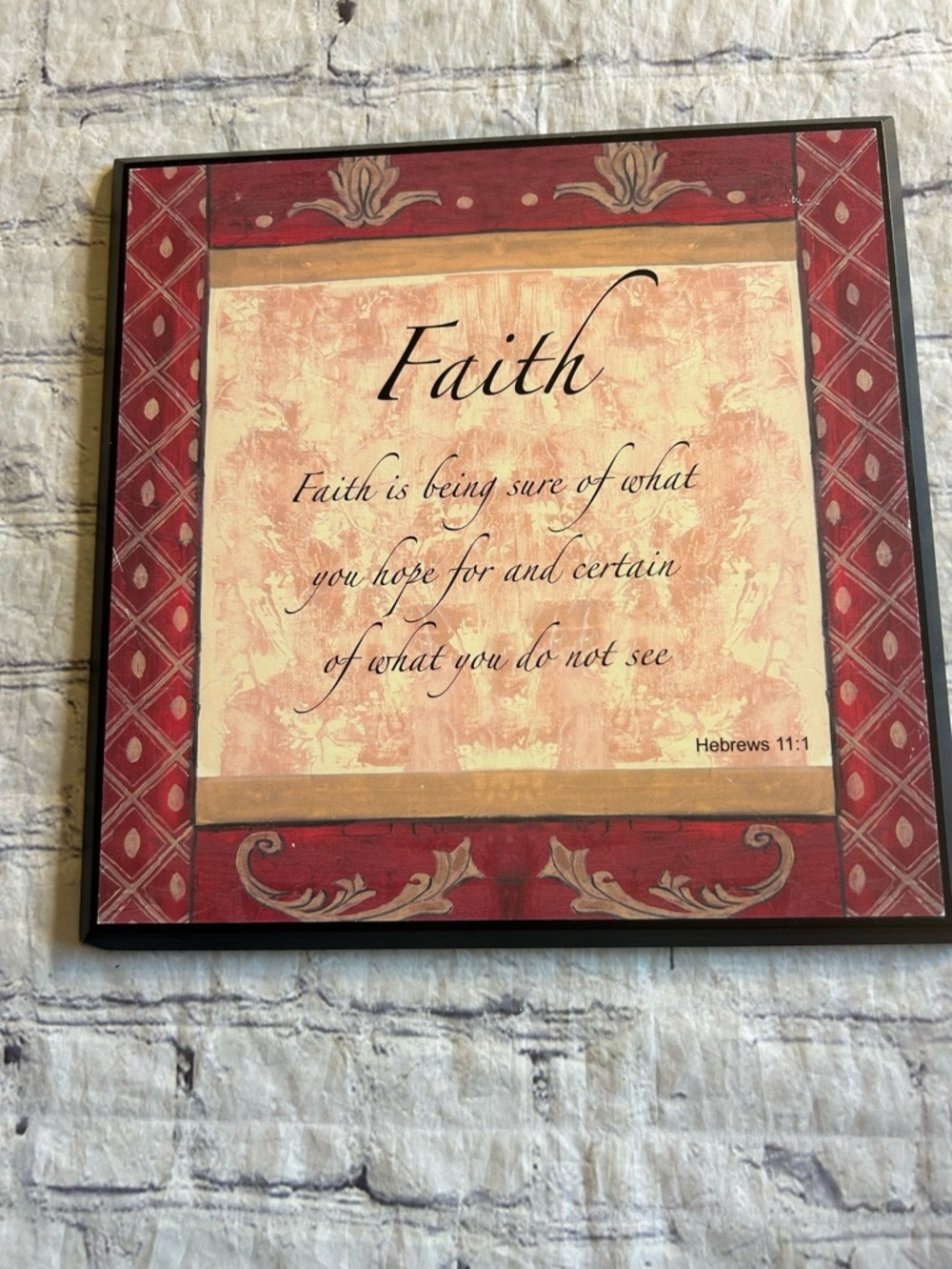KMART VINTAGE WOOD LIKE FAITH INSPIRATIONAL WALL PLAQUE SCRIPT HEBREWS 11:1